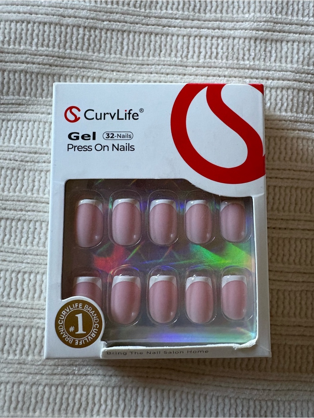 Curvlife French Tip Pink Gel Press On Nails - 32 Pack